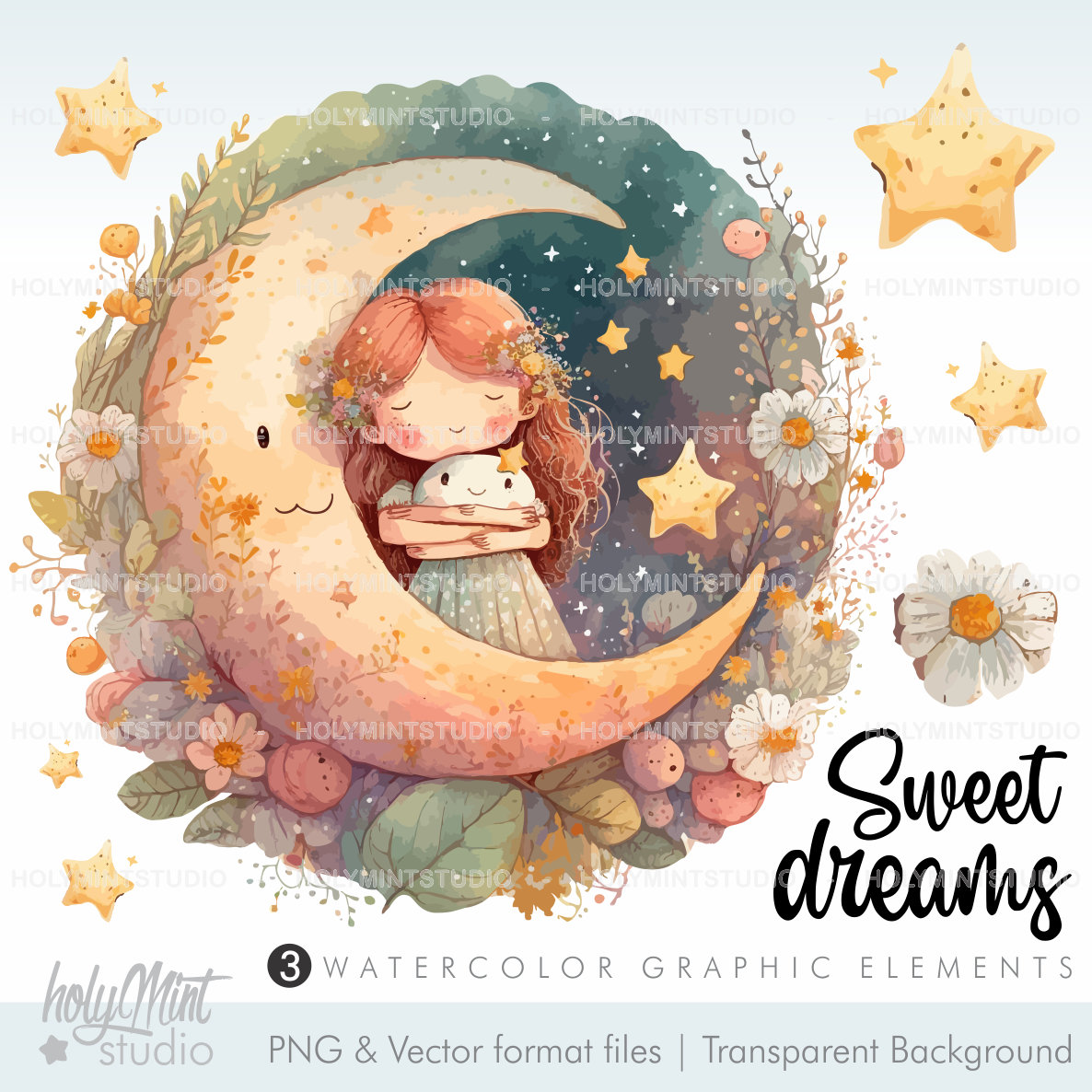 Sweet Dreams Clipart, Watercolor Clipart Sweet Dreams, Nursery Decor, Good  Night Clipart, Watercolor Good Night Clip Art, Sleep Routine -  Israel