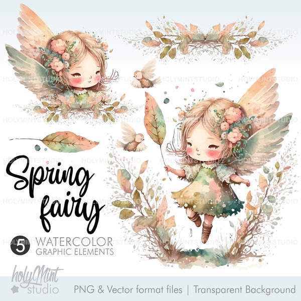 Spring Fairy Clipart, Fairy Clipart, Fairy Vector, Fairy Tale Clipart, Spring Fairy Graphics, Spring Clipart, Fairy Illustrations, Spring