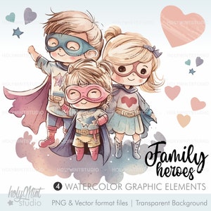 Family Clipart, Family Figures, Children Clipart, Dad Mom Children, Clipart Family, Family Superhero, Superhero Family, Family Portrait