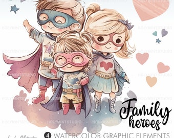 Family Clipart, Family Figures, Children Clipart, Dad Mom Children, Clipart Family, Family Superhero, Superhero Family, Family Portrait