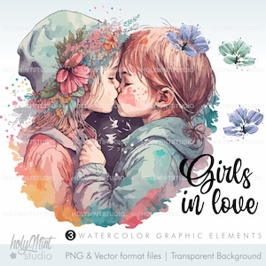 Anniversary Clipart, Love Clipart, COMMERCIAL USE, Couple Clipart, Girlfriends Clipart, Married, Couple, Wedding Day, Family Clipart, LGBT