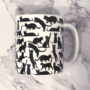 Cat Pattern Coffee Mug, Cat Lovers, Cat Mom, Cat Dad, Cat Lover Mug, Cute Mug, Cute Coffee Mug, Cat Mug