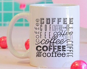 Taza de cerámica con tipografía de café, regalo para los amantes del café