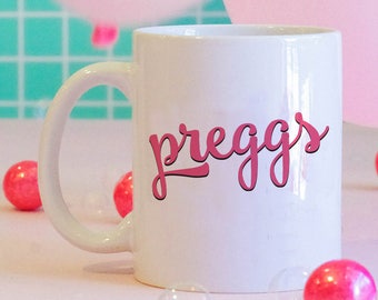 Preggs Ceramic Mug, Pregnancy Announcement, Baby Shower Gift