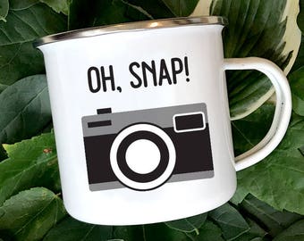 Oh Snap! Camper Mug, Funny Camera Mug, Photographer Gift, Photographer Mug, Camera Mug, Camera Camper Mug