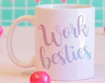 Work Besties Mug, BFF Mug, Best Friend Mug, Matching Coffee Mug, Pastel Coffee Mug, Cute Mug, Best Friend Gift