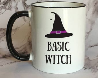 Basic Witch Black Rim Mug,Halloween Mug, Witch Mug, Funny coffee mug, Halloween Coffee mug