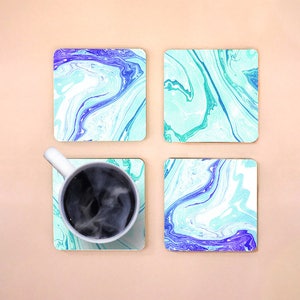 Water Marble Print Coasters, High Quality Print Coasters, Set of Four Coasters, Custom Coasters
