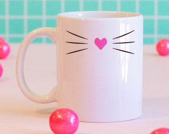 Cat Nose Mug, Cat Mug, Girly Gift Mug, Coffee Mug, Cute Mug, Cat Lovers Mug