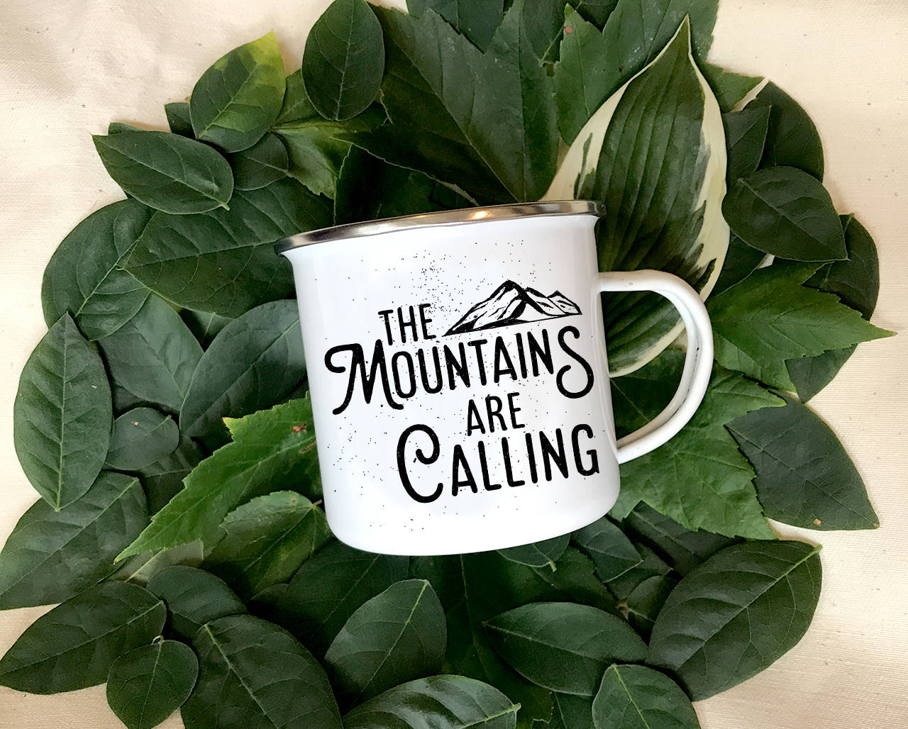 The Mountains Are Calling Enamel Camper Mug, Camper Coffee Mug, Camping Gear, Camping Coffee Mug