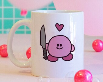 Dangerous Kirb Enamel Coffee Mug, Funny Meme Gift