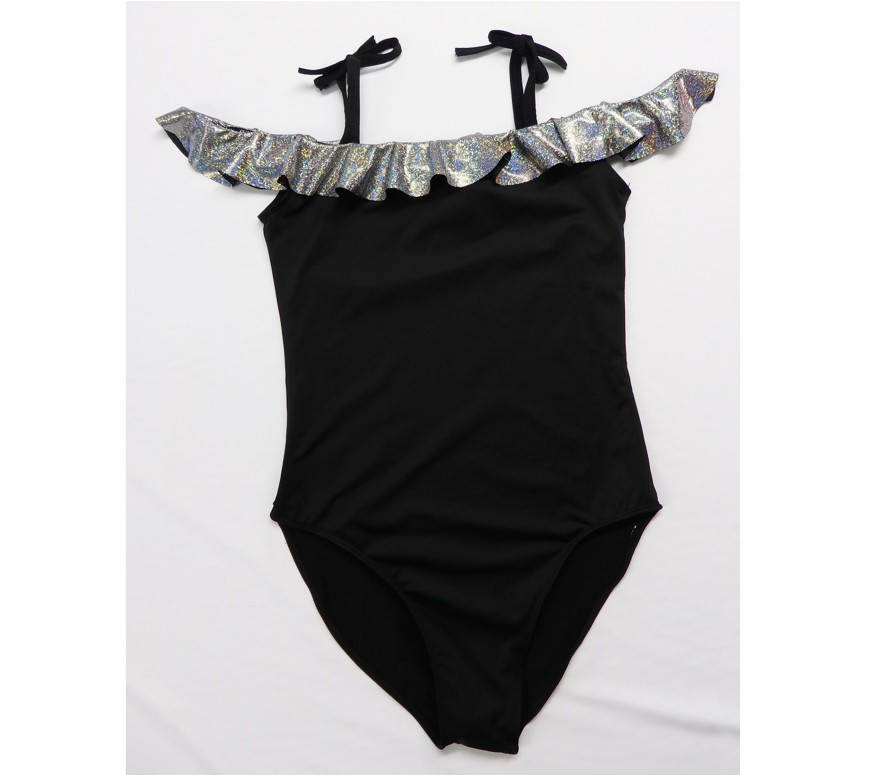 bardot frill swimsuit with straps