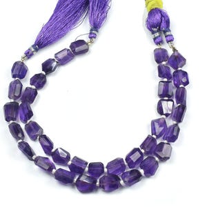 Amethyst Uneven Faceted Nuggets~~1 Strand~~-11mmx9mm-9mmx9mm~~Purple Amethys Faceted Nuggets~~8 Inch Strand