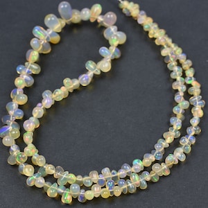 AAA Super Flashy Fiery Ethiopian Opal Smooth Tear Drop Beads, Ethiopian Opal Smooth Drops~~11mmx5mm-4mmx3mm ~~18" Strand