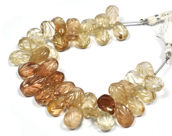 Natural Imperial Topaz~Hand Carved Pear Beads Briolettes~17mmx10mm-14mmx10mm~Imperial Topaz Carving Pear Both Side Carving