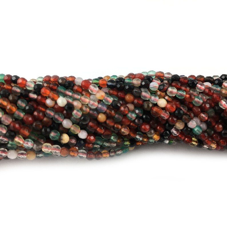 Finest Quality~~Tiny rondelles~~5 Strand Multi Mix stone~~2mm-2.5mm~~Faceted Center Drill Rondelles~~Multi Mix stone Beads 12.5 Inches Long