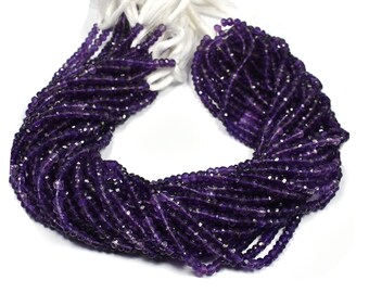 Amethyst Faceted Rondelle Strand: 4.50mm Shaded Purple Beads