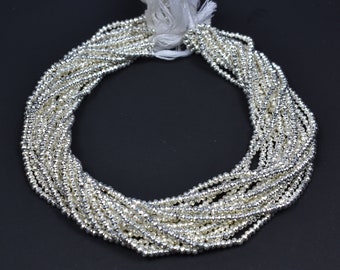 Silver Pyrite Faceted Center Drill Rondelles~~~3.0mm-3.5mm~~ 5 Strands~~Silver Faceted Beads 13 Inch