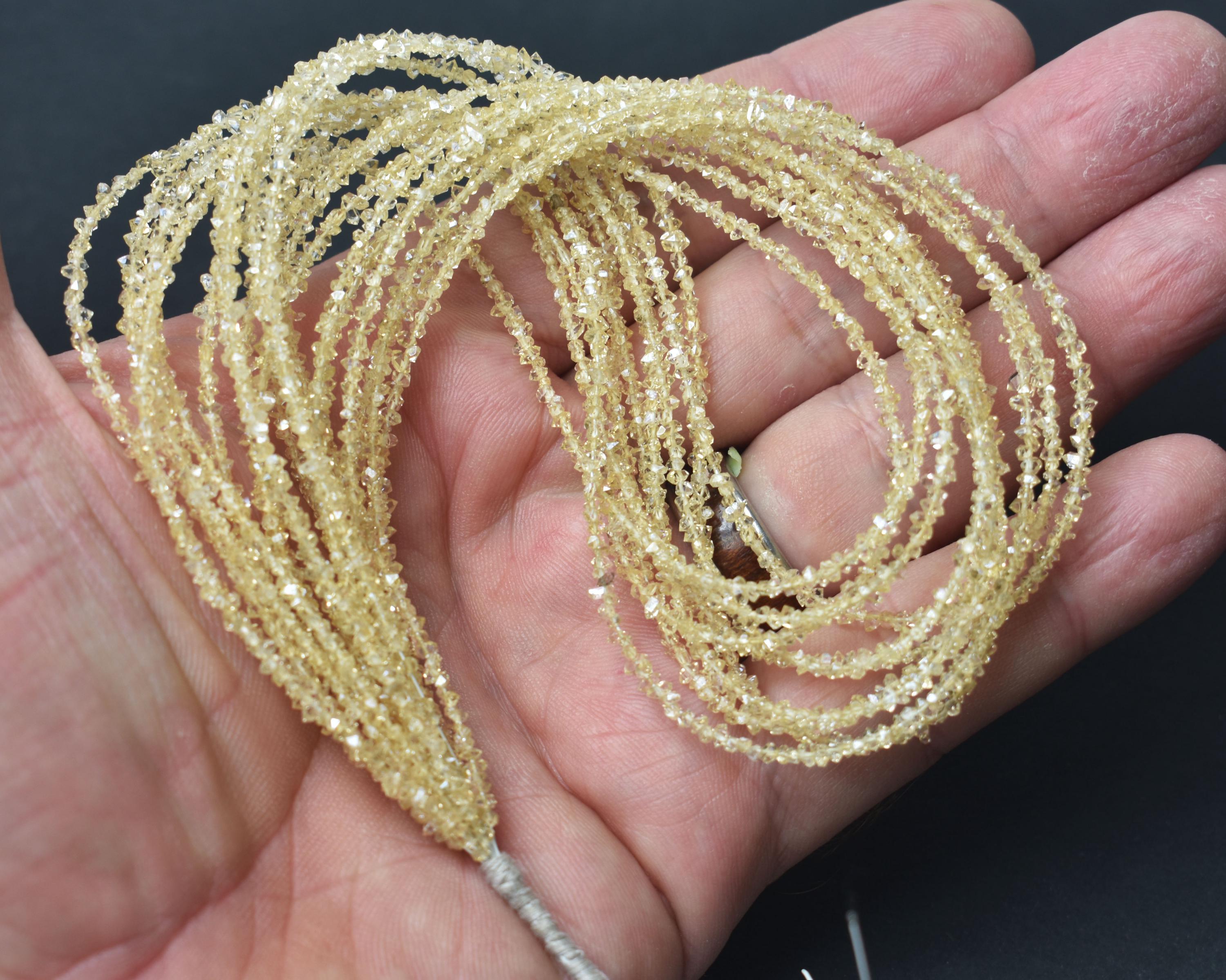 シャンパンハーキマーダイヤモンドクォーツビーズ~~2.0 mm-3.0 mm~~1連