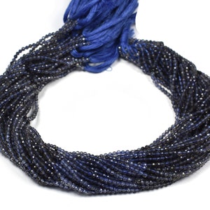 Shaded Iolite Micro Faceted Rondelles~2.50mm~3 Strands~~Iolite Center Drill Rondelles~~12.5 Inch strand