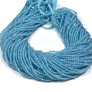 Sky Blue Topaz Micro Faceted Center Drill Rondelles~~~3.50mm~~~1 Strand~~Sky BlueT opaz Beads~~Blue Topaz Beads~~ 12.5 Inch Strand