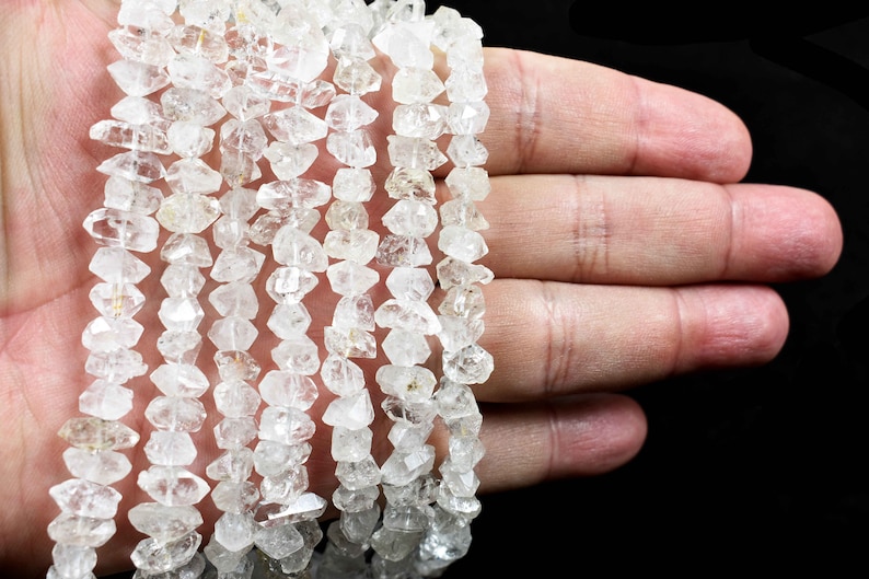 4mm-5mm White Clear High Quality Herkimer Diamond Beads Gift Necklace Herkimer Diamond Nuggets Beads Necklace Herkimer Diamond Necklace
