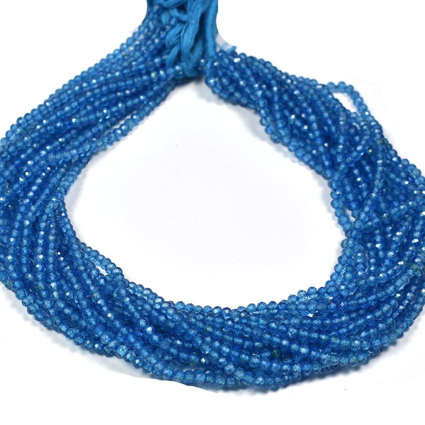 Swiss Blue Topaz Micro Faceted Center Drill Rondelles~~~3.5mm~~~1 Strand~~Swiss Blue Topaz Gemstone Beads 13 Inch