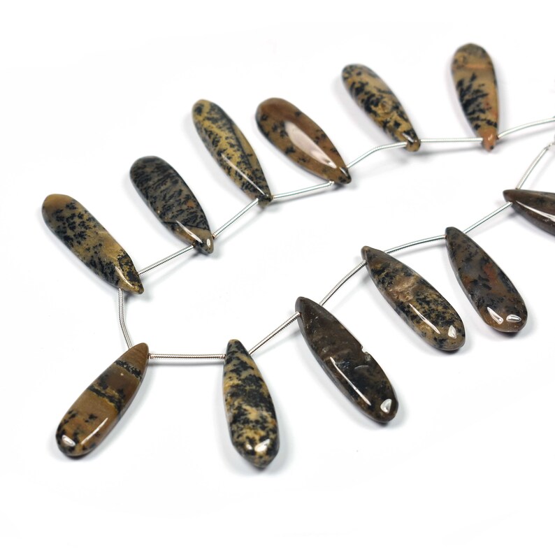 36mmx10mm-33mmx10mm~~~9 Inch Long Finest Quality~~~ 1 Strand~~~Honey Dendrite Opal Smooth Fancy Pear Shape Briolettes