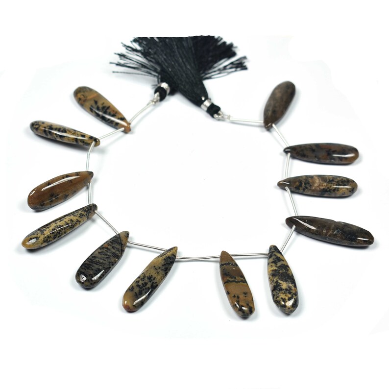 36mmx10mm-33mmx10mm~~~9 Inch Long Finest Quality~~~ 1 Strand~~~Honey Dendrite Opal Smooth Fancy Pear Shape Briolettes