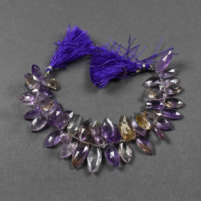 Finest Quality~~~ 1 Strand~~Ametrine Faceted Marqis Beads Briolettes~~~22mmx11mm-15mmx9mm~~~ 8 Inch Long