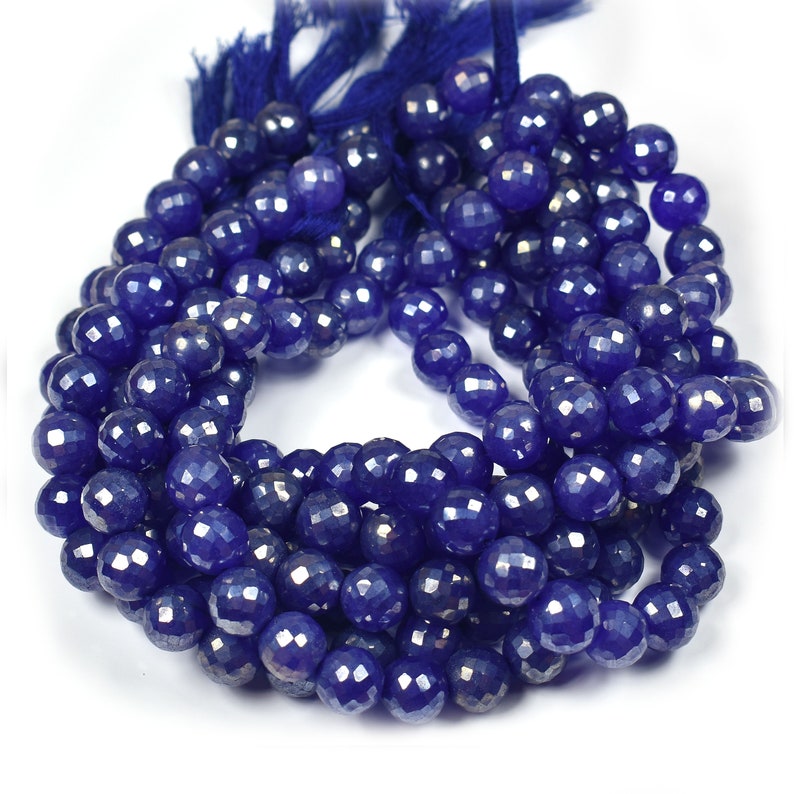 Newly Listed~~1 Strand Blue Moonstone AB Silver Coated Faceted Round Ball Beads~~9mm-10mm~~~Pink Moonstone Gemstone Beads 10 Inches Long