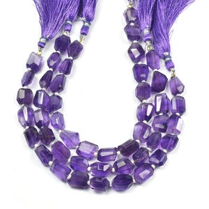 Amethyst Uneven Faceted Nuggets~~1 Strand~~-12mmx10mm-11mmx9mm~~Purple Amethys Faceted Nuggets~~8 Inch Strand