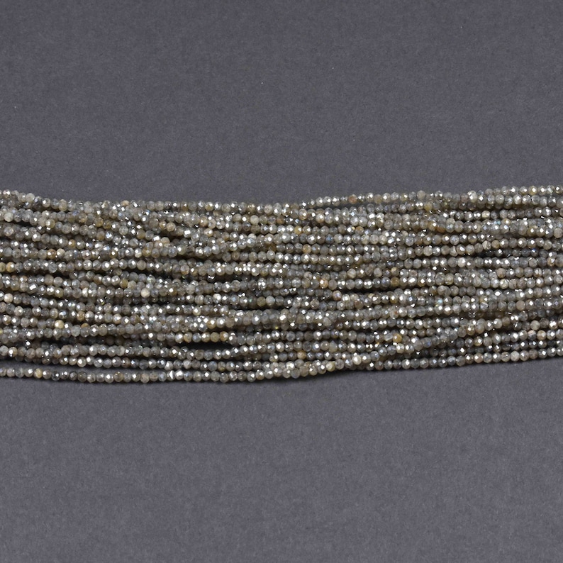 5 Strand ~~~ Grey Moonstone~~~ 2mm Faceted Center Drill Rondelles~~~Grey Moonstone Gemstone Beads 13 Inches Long