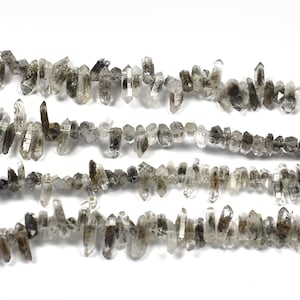 Herkimer Diamond Salt and Pepper Quartz Nuggets~~~8.0mm-12.0mm~~~1 Strand~~Top Drilled Beads~~Herkimer Diamond Nuggets Stone