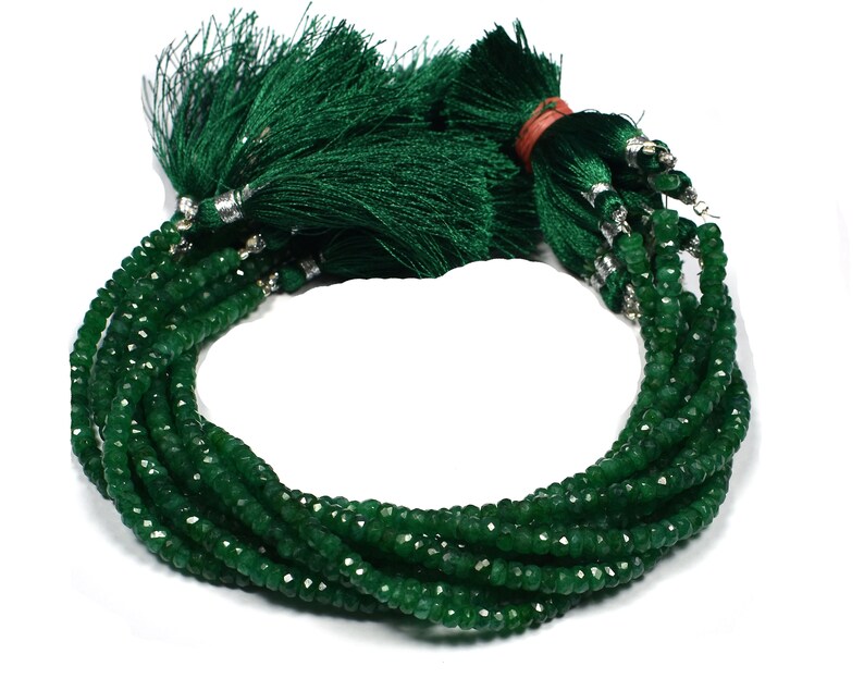Beautiful Beryl Emerald Faceted Rondelles 4.50 mm 8 inch Long