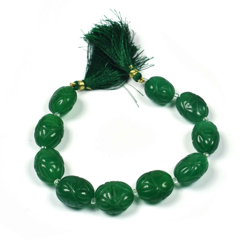 Newly Listed~~~Finest quality 1 Strand Green Quartz OVal Carving Beads~~~Carving Oval~~~19mmx17mm-17mmx15mm