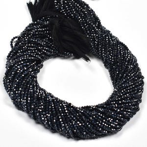 Black Spinel Silver Coated Micro faceted Faceted Rondelle~~~2.0mm~~5 strands~~Black Spinel Beads~Black spinel Faceted Beads