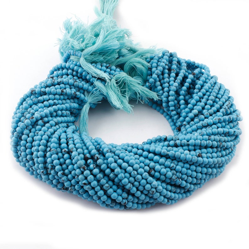 10 Strands Finesh Quality Turquoise Smooth Ball Beads~~~3.5mm~~~~12 Inches Long