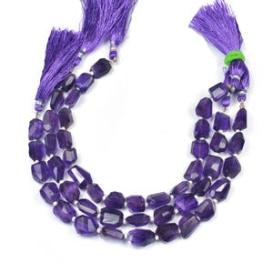 Amethyst Uneven Faceted Nuggets~~1 Strand~~-13mmx10mm-11mmx9mm~~Purple Amethys Faceted Nuggets~~8 Inch Strand