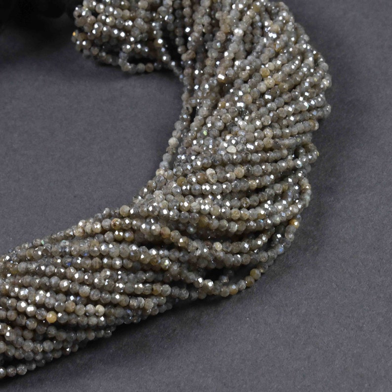 5 Strand ~~~ Grey Moonstone~~~ 2mm Faceted Center Drill Rondelles~~~Grey Moonstone Gemstone Beads 13 Inches Long