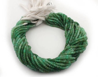 50 % Off 5 Strands Shaded Chrysoprase 3-4mm Faceted Center Drill Rondelles, Shaded Chrysoprase Gemstone Beads 13.5 Inches Long GR070