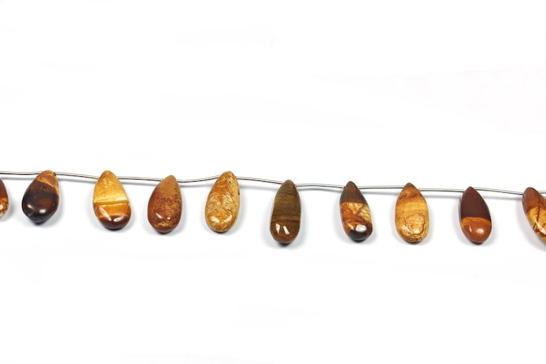 25mmx10mm-21mmx11mm~~~9 Inch Long Finest Quality~~~ 1 Strand~~~ Camel Jasper Smooth Fancy Pear Shape Briolettes