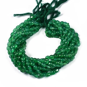Green Onyx Smooth Oval Beads~2 strand~~9.0mmx7.0mm-7.0mmx6.0mm~~Green OnyxOval Beads~~Green Oval Beads~~13 Inch Strand