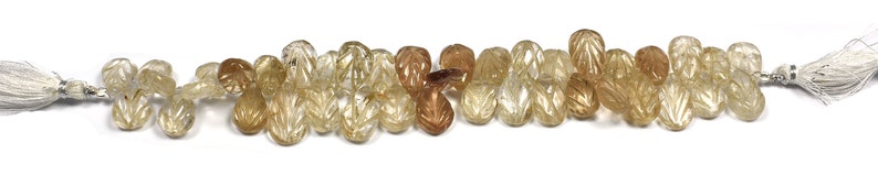 Natural Imperial Topaz~Hand Carved Pear Beads Briolettes~17mmx10mm-14mmx10mm~Imperial Topaz Carving Pear Both Side Carving