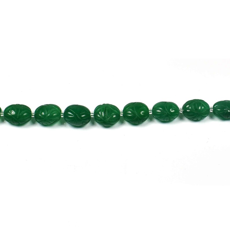 Newly Listed~~~Finest quality 1 Strand Green Quartz OVal Carving Beads~~~Carving Oval~~~19mmx17mm-17mmx15mm