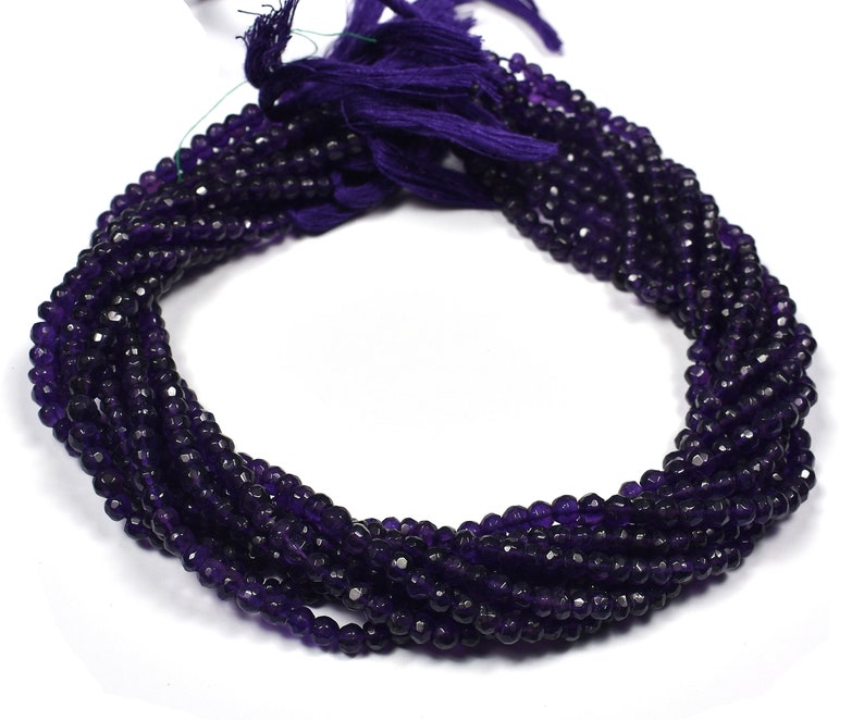 Amethyst Faceted Center Drill Rondelles~~~4mm-5mm~~~Gemstone Beads 13 Inches Long