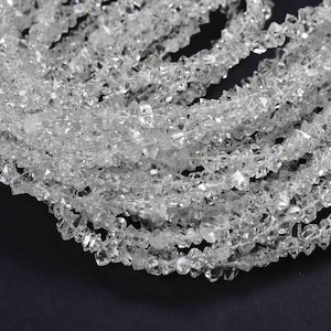 AAA Quality Clear White Herkimer Diamond Quartz~~4mm-5mm~~5mm-7mm~~1 Strand~Center Drilled~~8 Inch Strand~~~White Herkimer Bead