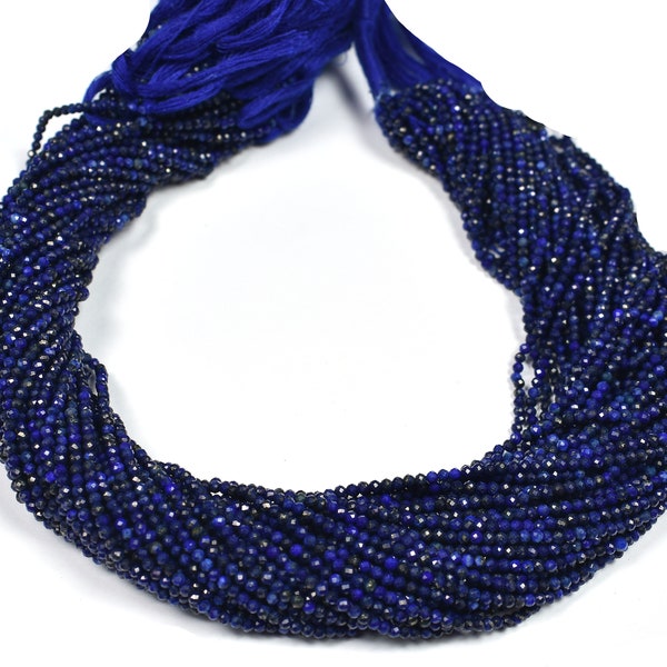 Lapis Lazuli  Micro Faceted Center Drill Rondelles~~5 Strands~~2.0mm-~Lapis Beads 13 Inch