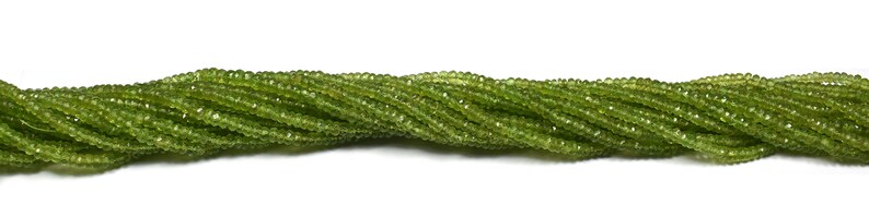 Natural Peridot Rondelles~~ AAA Quality~~ 2 Strand~~Natural Peridot Micro Faceted Centre Drill Rondelles 4.5mm-5mm~~13 Inch