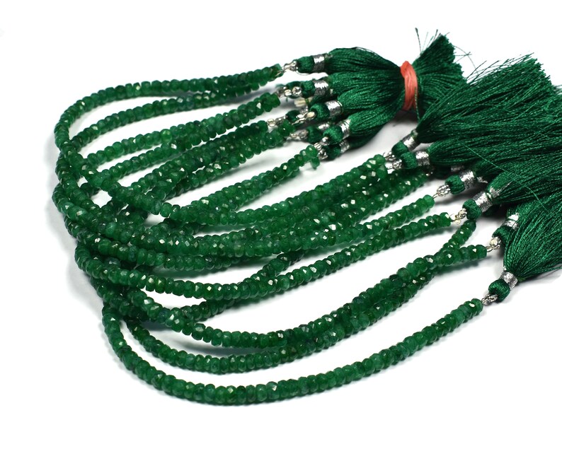 Beautiful Beryl Emerald Faceted Rondelles 4.50 mm 8 inch Long